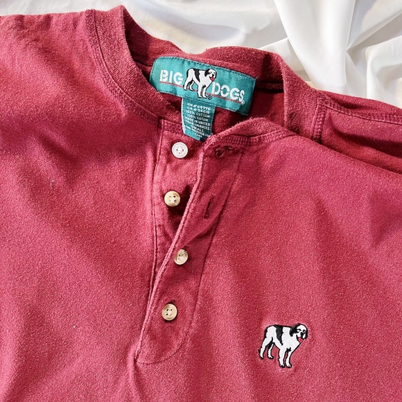 Vintage 90s Big Dogs Burgundy Henley Shirt Size Small - Picture 5 of 7